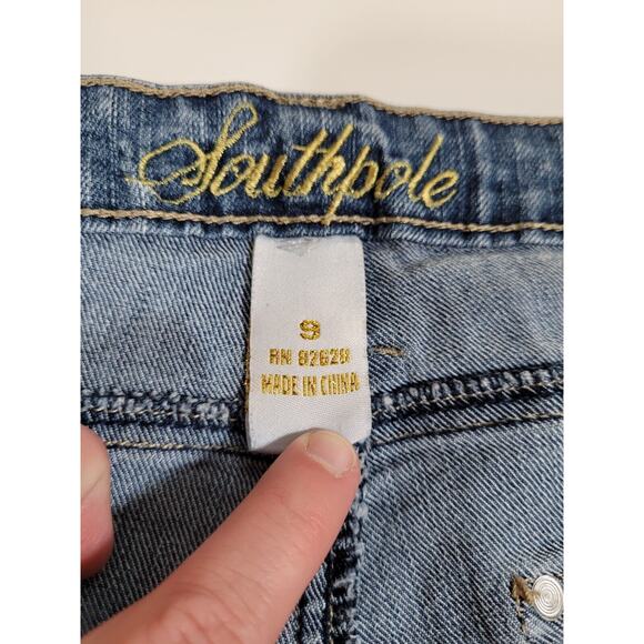 Southpole Jeans Bootcut Rhinestone Embellished Pockets Denim Pants Size 9 - Picture 11 of 13
